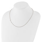 Sterling Silver Rh-plated Small Off-Set Sideways Curved Cross Necklace