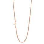 Sterling Silver RG-plated Small Off-Set Sideways Curved Cross Necklace