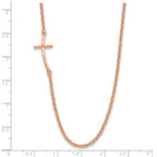 Sterling Silver RG-plated Small Off-Set Sideways Curved Cross Necklace