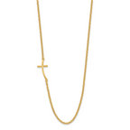 Sterling Silver YG-plated Small Off-Set Sideways Curved Cross Necklace