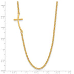 Sterling Silver YG-plated Small Off-Set Sideways Curved Cross Necklace