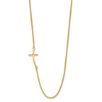 Sterling Silver YG-plated Large Off-Set Sideways Curved Cross Necklace