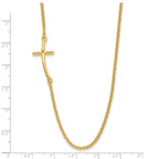Sterling Silver YG-plated Large Off-Set Sideways Curved Cross Necklace