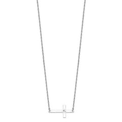 Sterling Silver Rhodium-plated Large D/C Sideways Cross Necklace