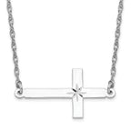 Sterling Silver Rhodium-plated Large D/C Sideways Cross Necklace