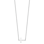 Sterling Silver Rhodium-plated Large Sideways Cross Necklace