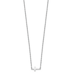 Sterling Silver Rhodium-plated Small Sideways Cross Necklace