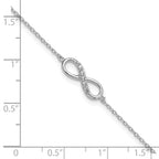 Sterling Silver Rhodium-plated with CZ Infinity With  1 IN EXT Bracelet