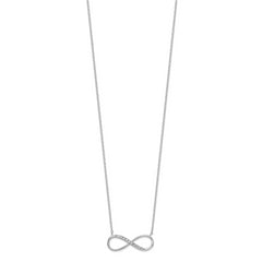 Sterling Silver Rhodium-plated with CZ Infinity With  2 IN EXT Necklace