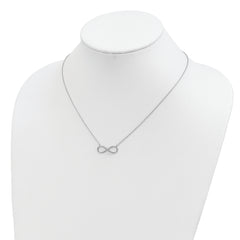Sterling Silver Rhodium-plated with CZ Infinity With  2 IN EXT Necklace