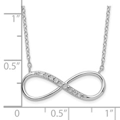 Sterling Silver Rhodium-plated with CZ Infinity With  2 IN EXT Necklace