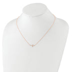 Sterling Silver Rose Gold-plated CZ Sideways Cross With 2in Ext Necklace