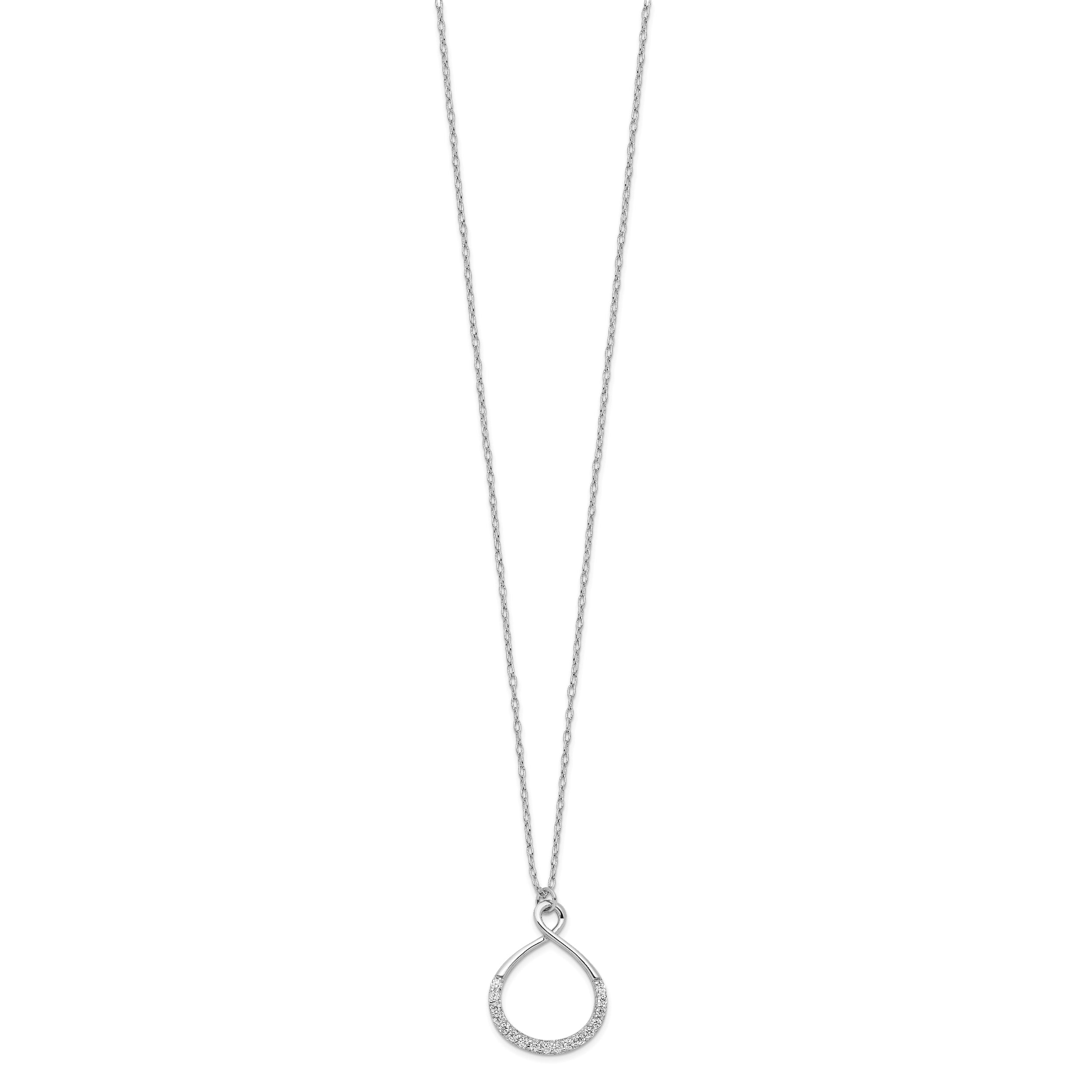 Sterling Silver Rhodium-plated with CZ Infinity With  2 IN EXT Necklace