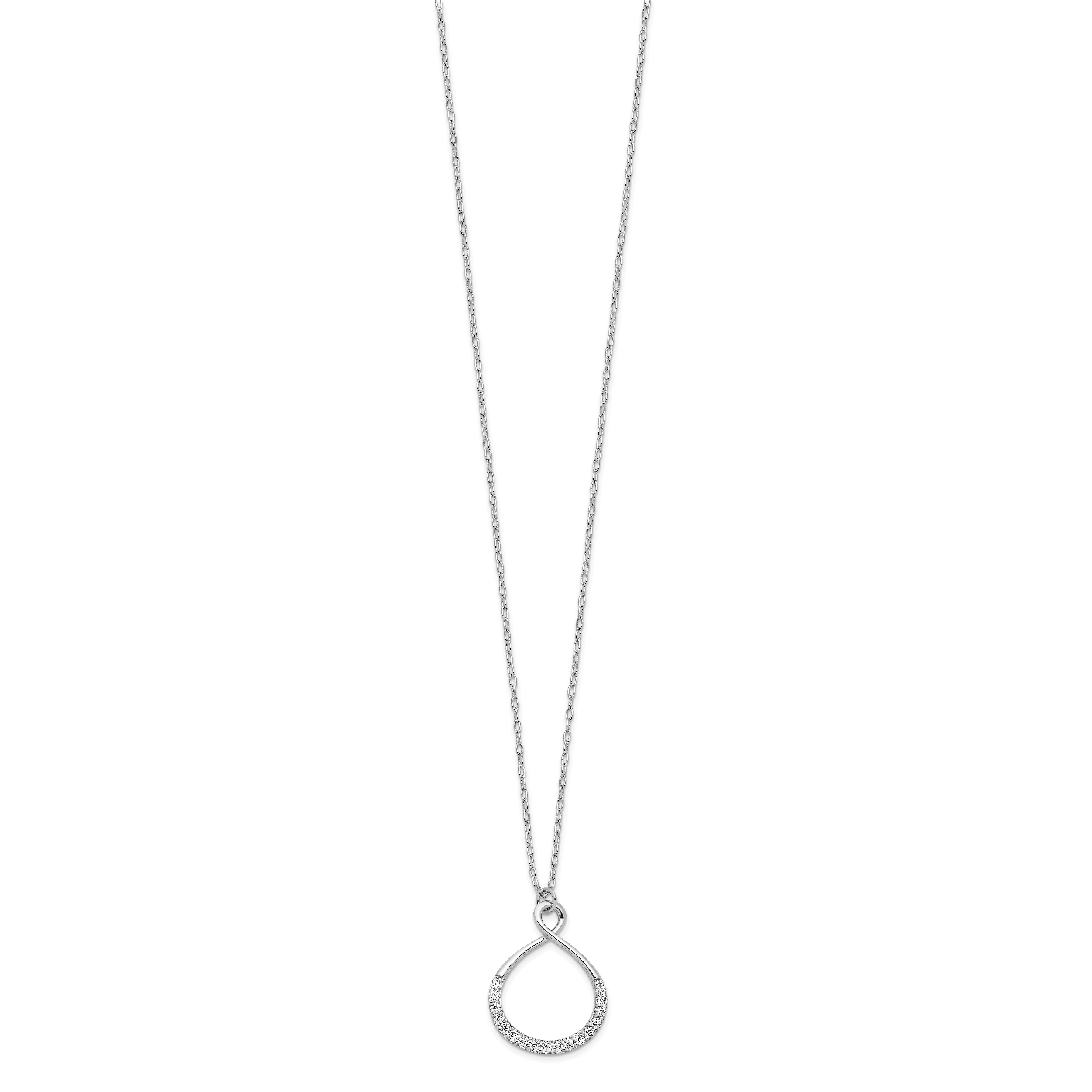 Sterling Silver Rhodium-plated with CZ Infinity With  2 IN EXT Necklace Secondary image