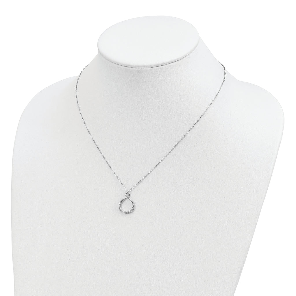 Sterling Silver Rhodium-plated with CZ Infinity With  2 IN EXT Necklace