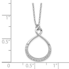 Sterling Silver Rhodium-plated with CZ Infinity With  2 IN EXT Necklace