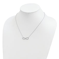 Sterling Silver Rhodium-plated with CZ Infinity With  2 IN EXT Necklace