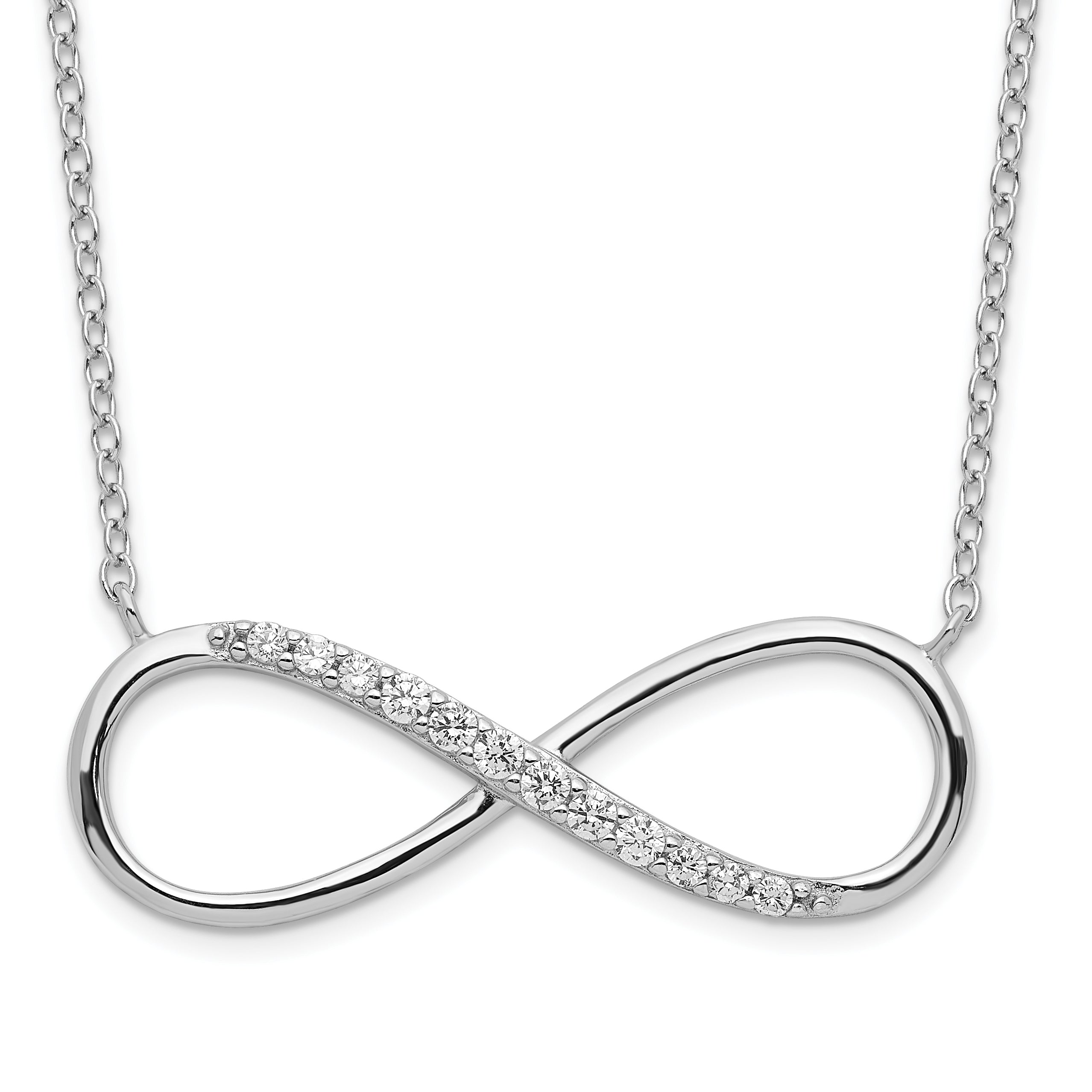 Sterling Silver Rhodium-plated with CZ Infinity With  2 IN EXT Necklace Main image
