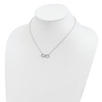Sterling Silver Rhodium-plated with CZ Infinity With  2 IN EXT Necklace