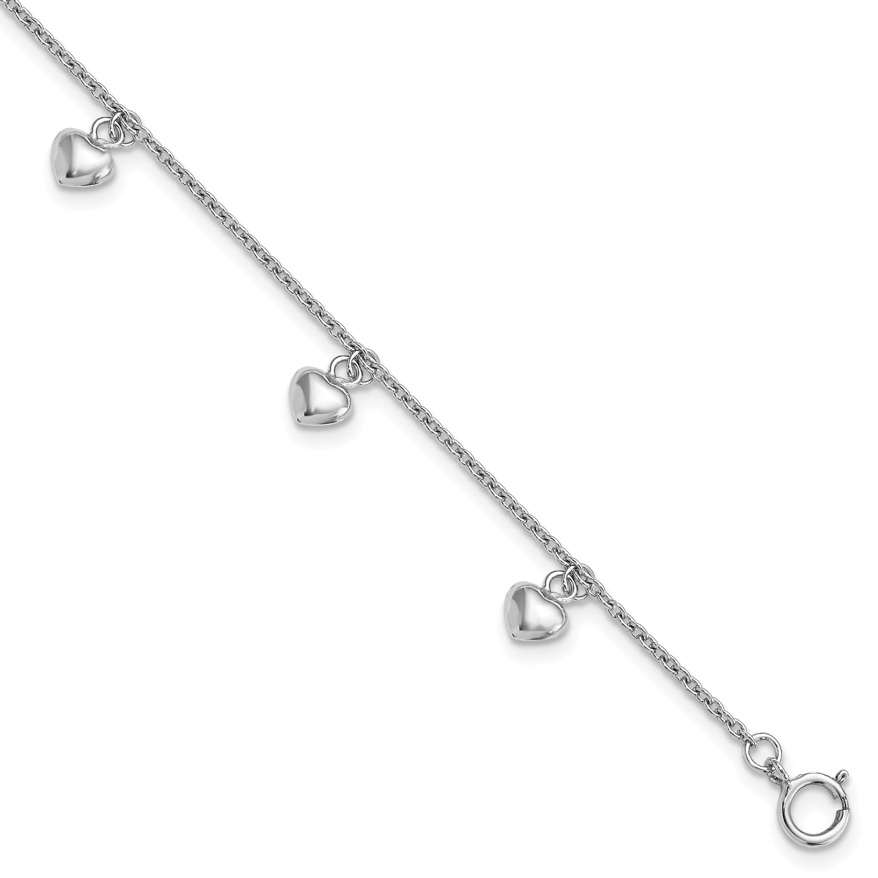 Sterling Silver Rhodium-plated Polished Hearts Children's Bracelet Main image