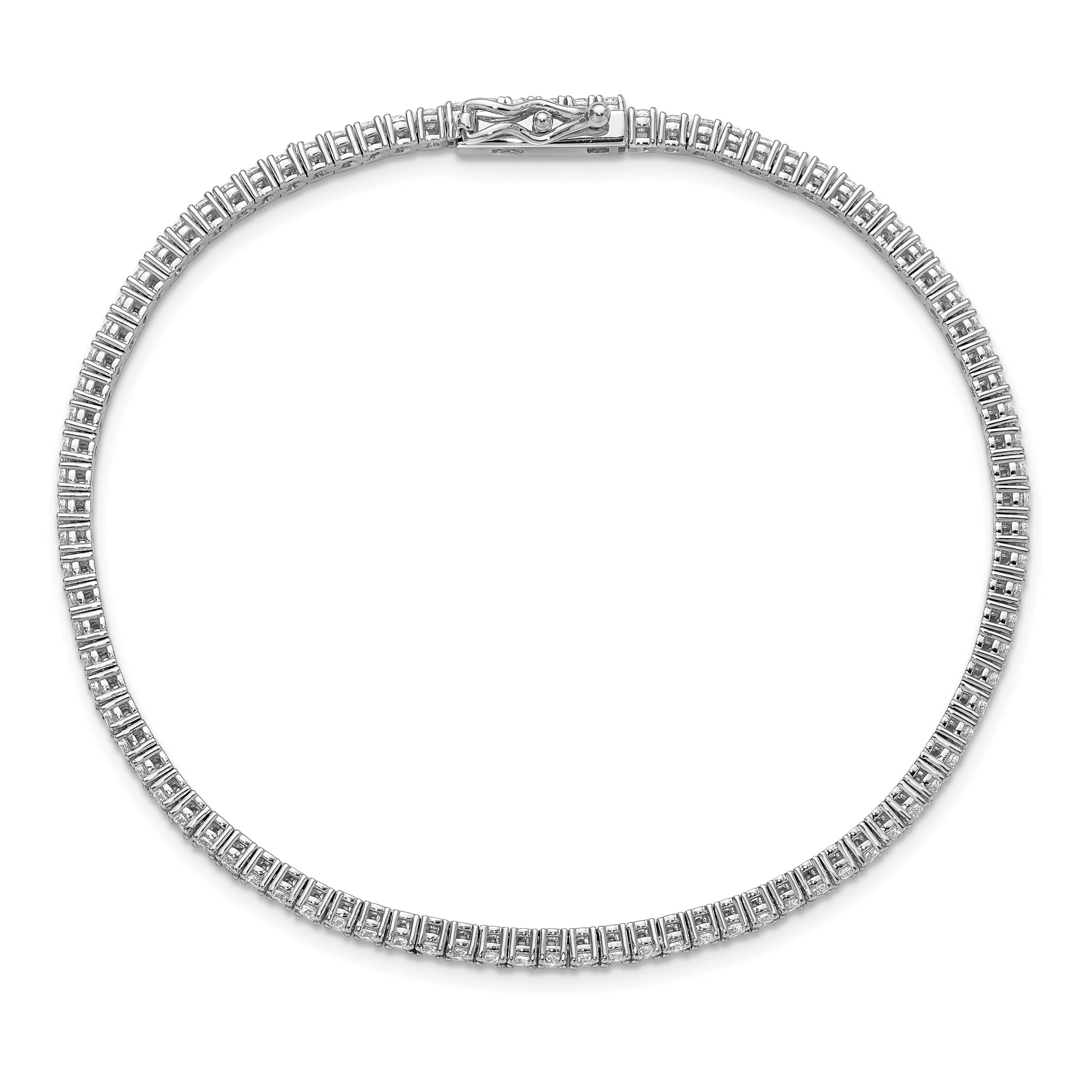 Sterling Shimmer Sterling Silver Rhodium-plated 2mm CZ 93 Stone 8 inch Bracelet