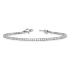 Sterling Shimmer Sterling Silver Rhodium-plated 2mm CZ 93 Stone 8 inch Bracelet