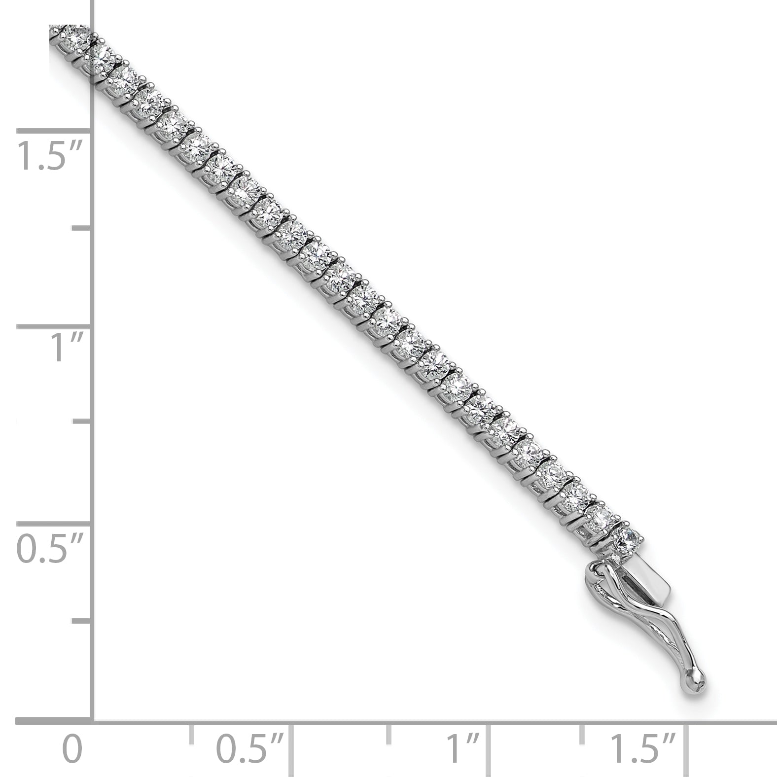 Sterling Shimmer Sterling Silver Rhodium-plated 2mm CZ 93 Stone 8 inch Bracelet