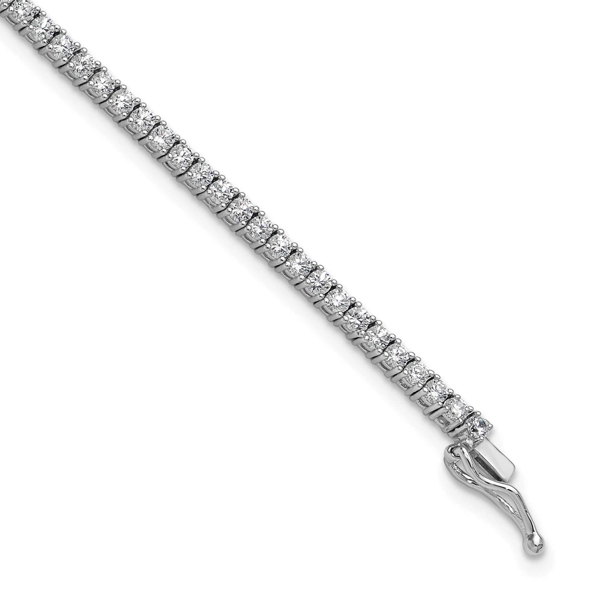 Sterling Shimmer Sterling Silver Rhodium-plated 2mm CZ 81 Stone Bracelet Secondary image