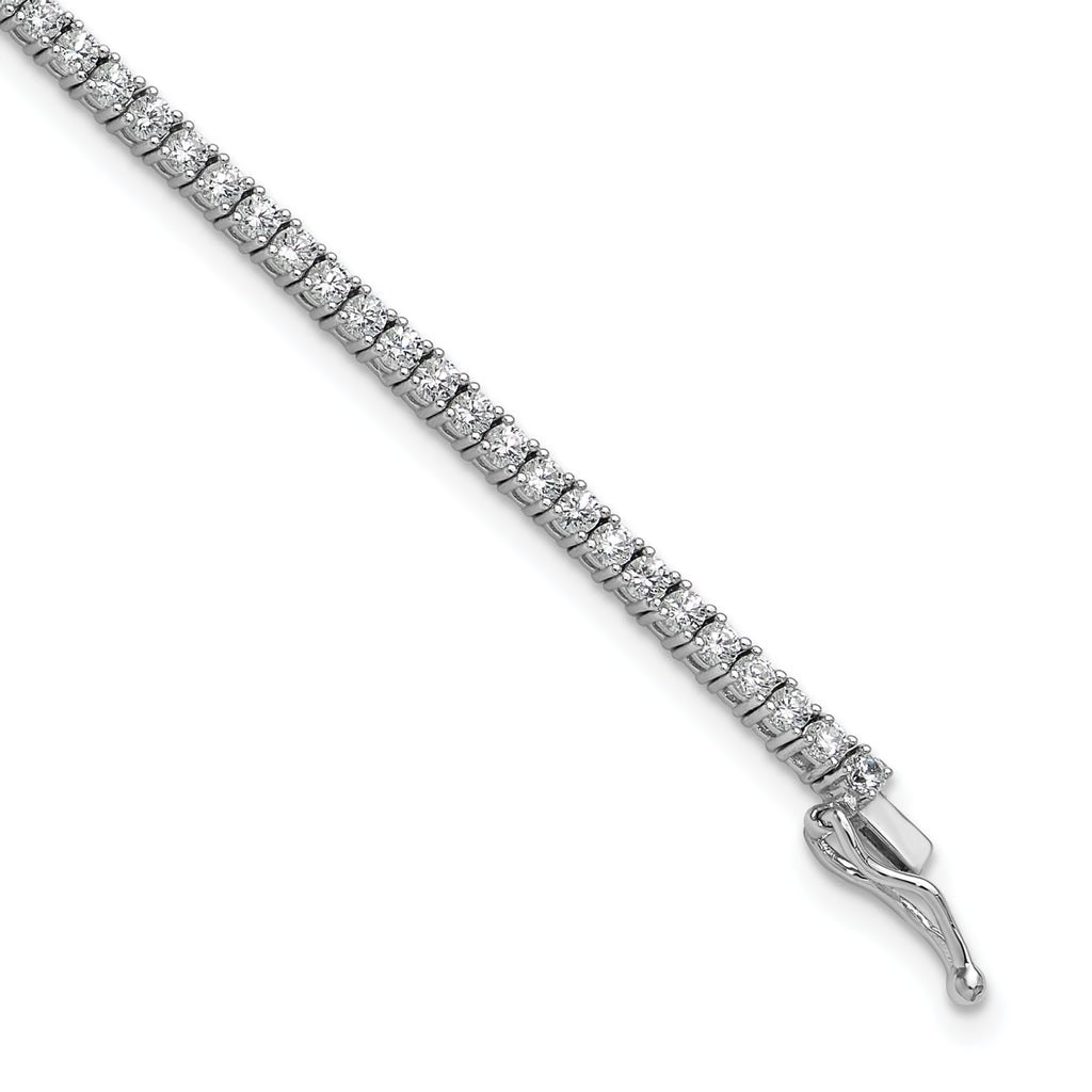Sterling Shimmer Sterling Silver Rhodium-plated 2mm CZ 93 Stone 8 inch Bracelet