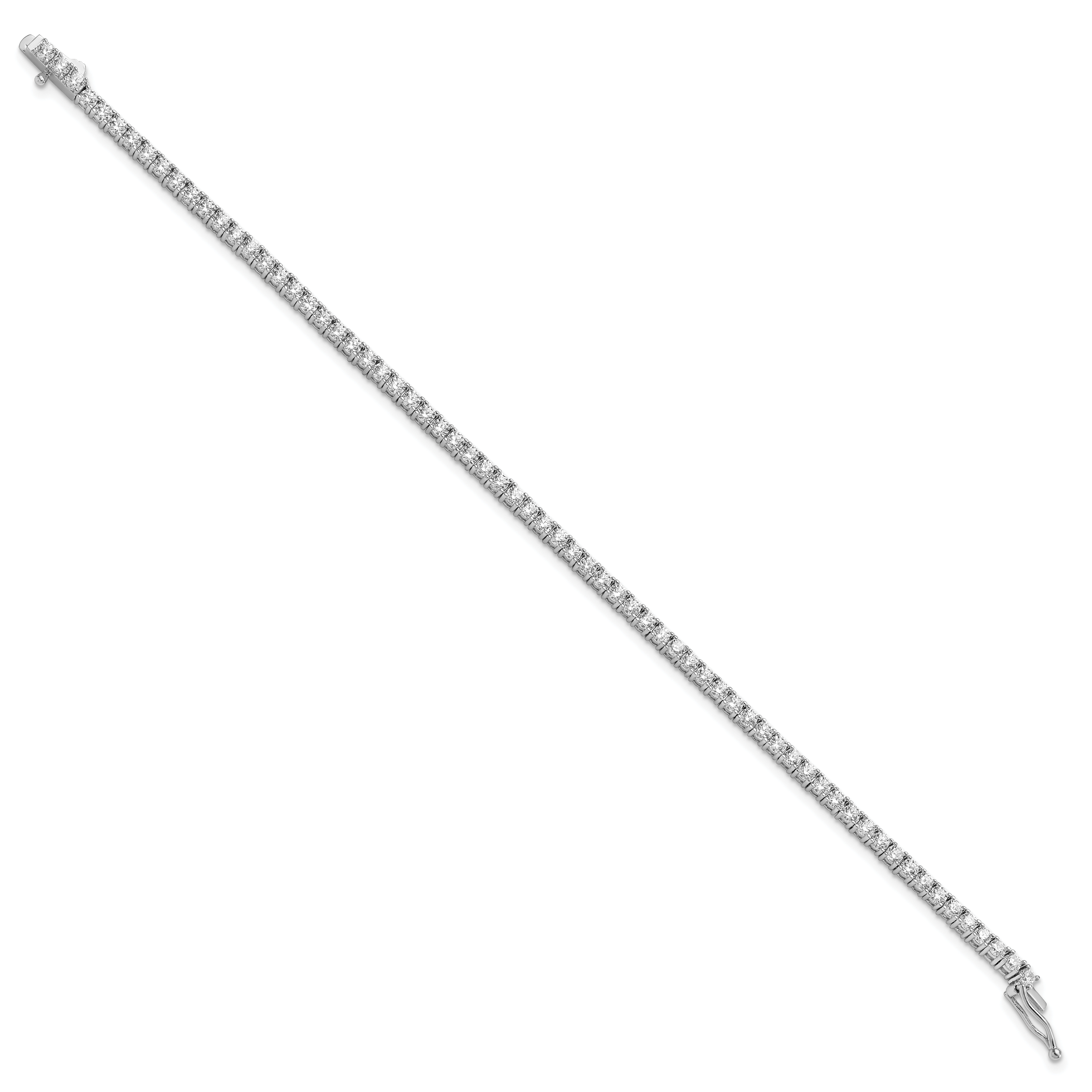 Sterling Shimmer Sterling Silver Rhodium-plated 2.3mm CZ 70 Stone 7 inch Bracelet Secondary image