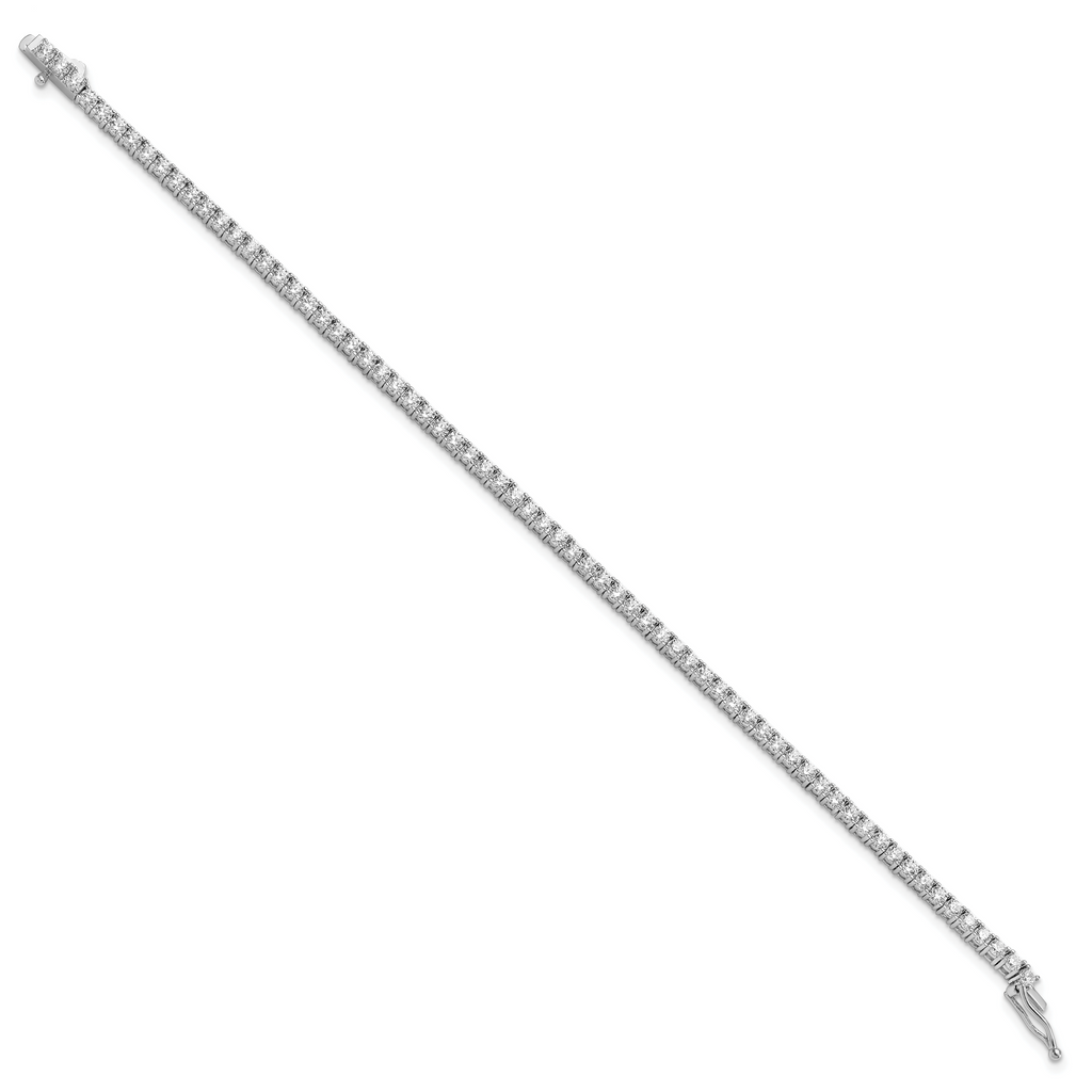 Sterling Shimmer Sterling Silver Rhodium Plated 2.3mm CZ 80 Stone 8 inch Bracelet