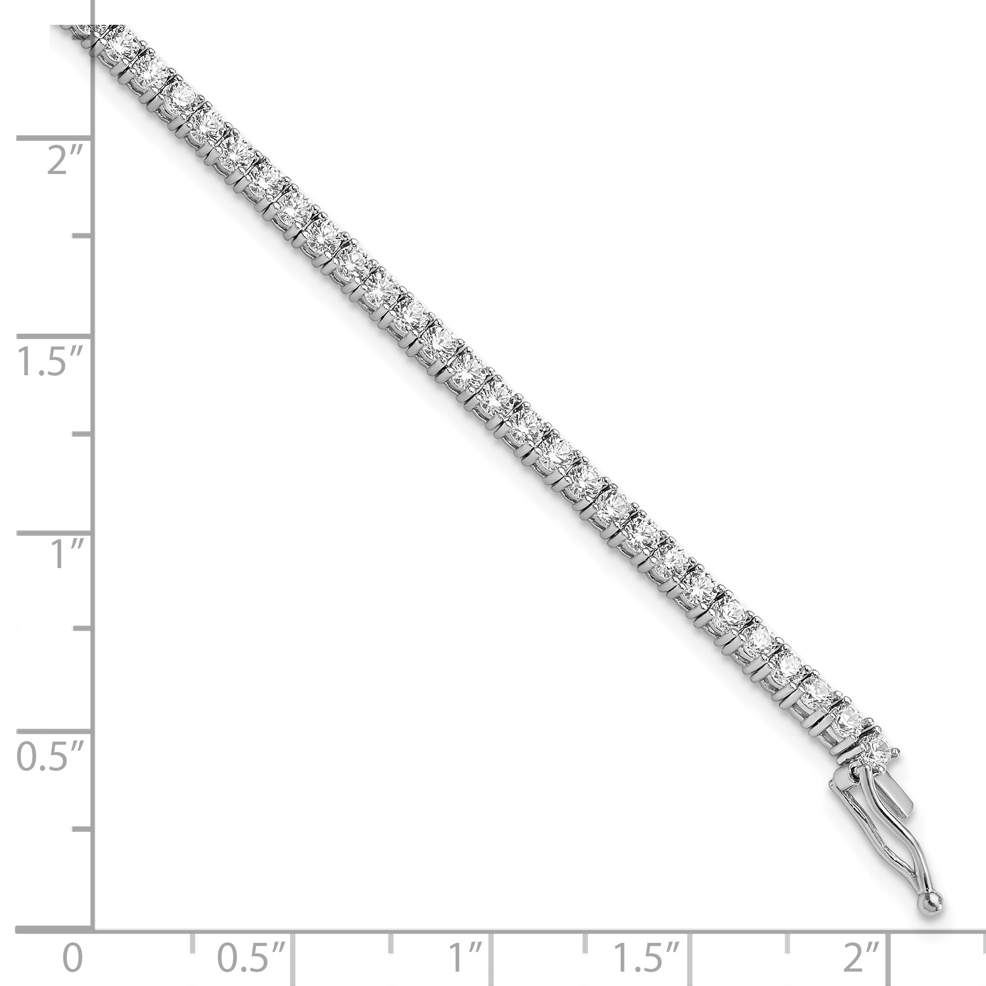 Sterling Shimmer Sterling Silver Rhodium Plated 2.3mm CZ 80 Stone 8 inch Bracelet