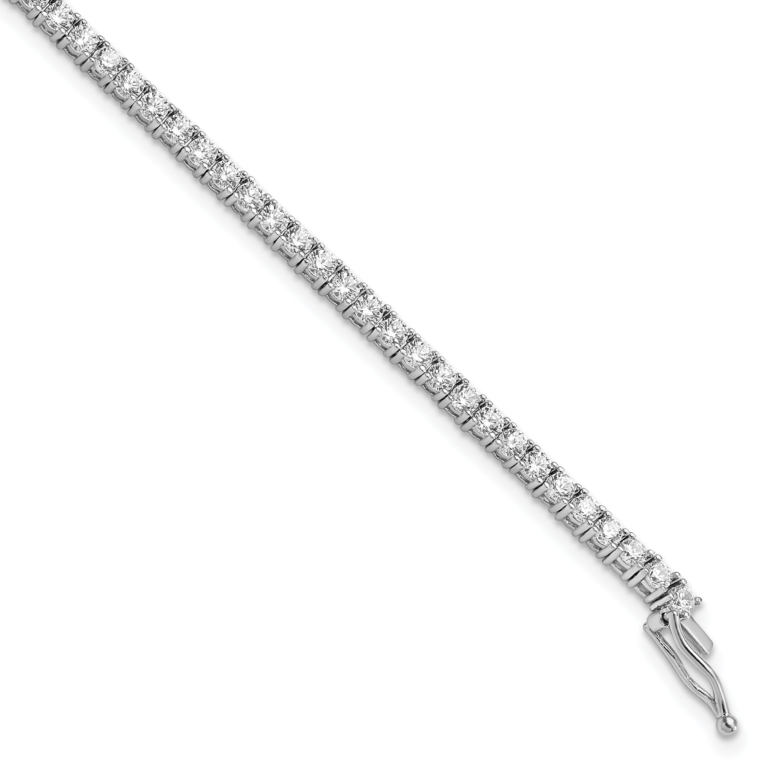 Sterling Shimmer Sterling Silver Rhodium-plated 2.3mm CZ 70 Stone 7 inch Bracelet Main image