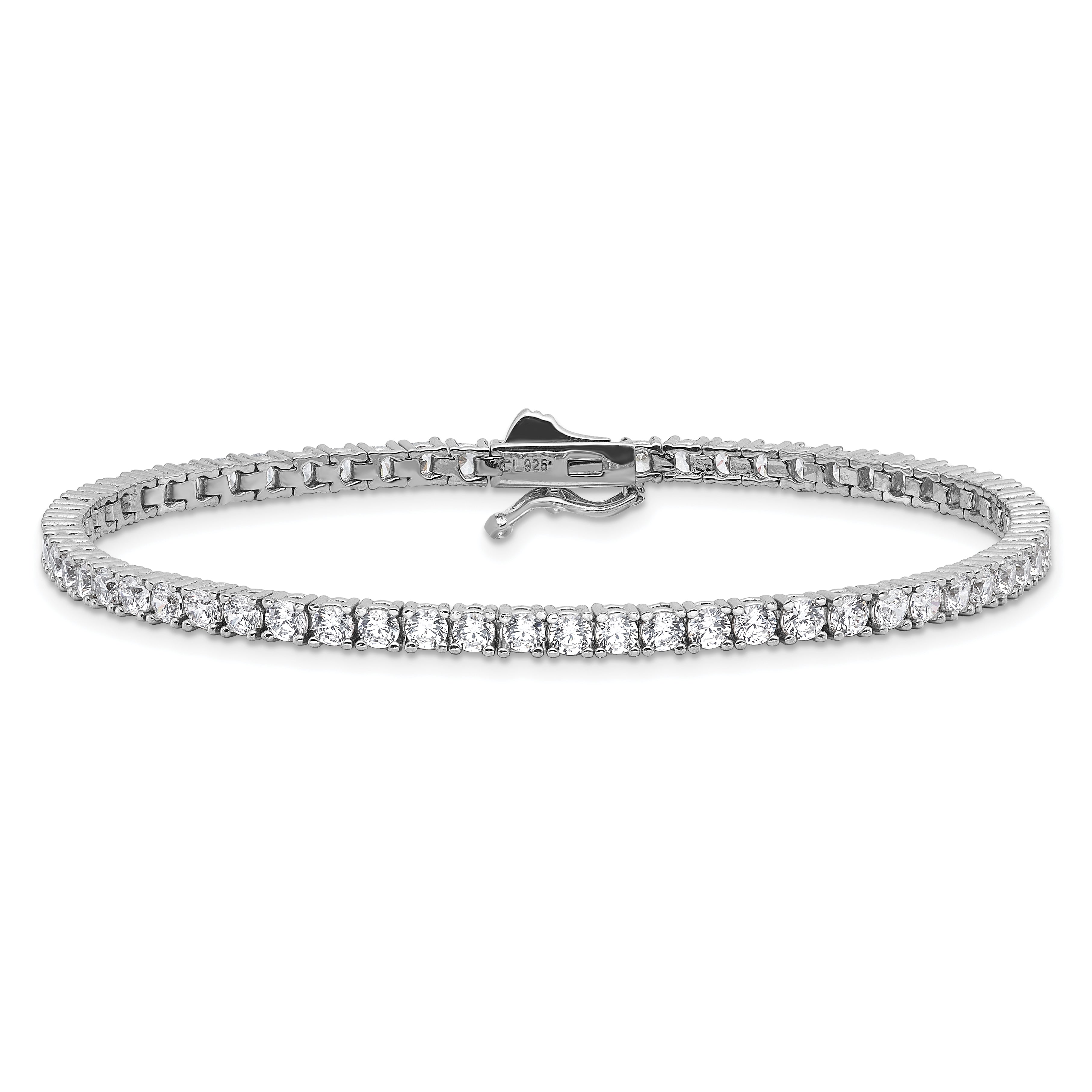 Sterling Shimmer Sterling Silver Rhodium-plated 2.5mm CZ 78 Stone 8 inch Bracelet