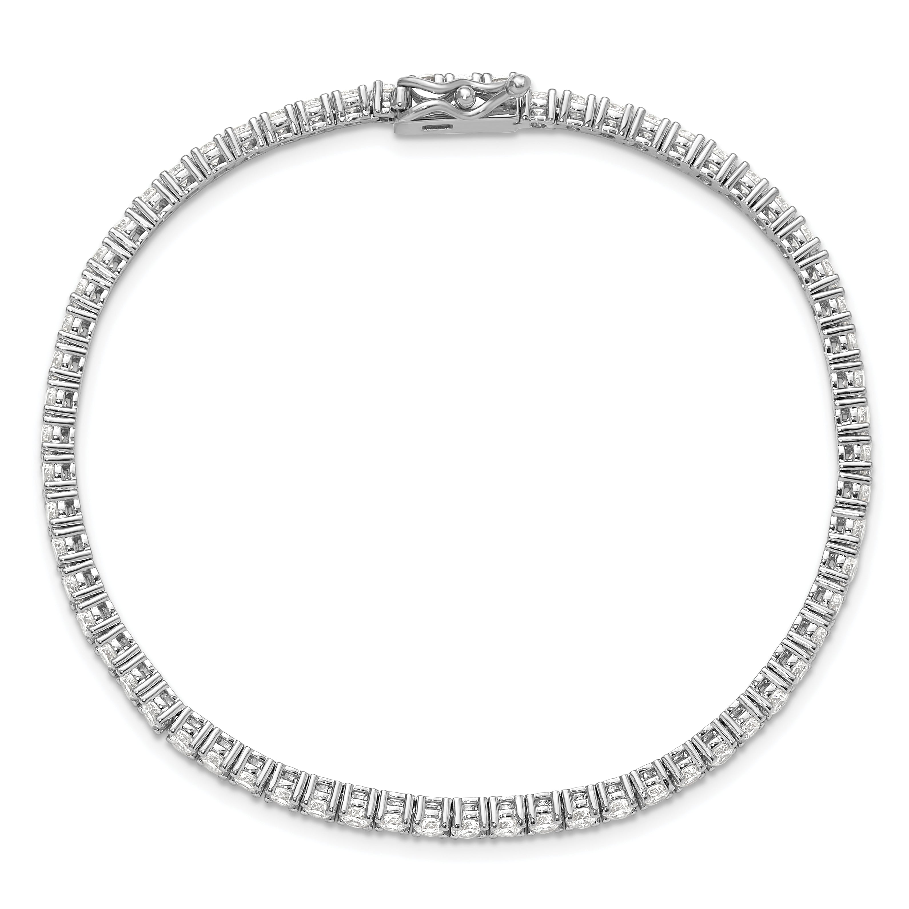 Sterling Shimmer Sterling Silver Rhodium-plated 2.5mm CZ 78 Stone 8 inch Bracelet