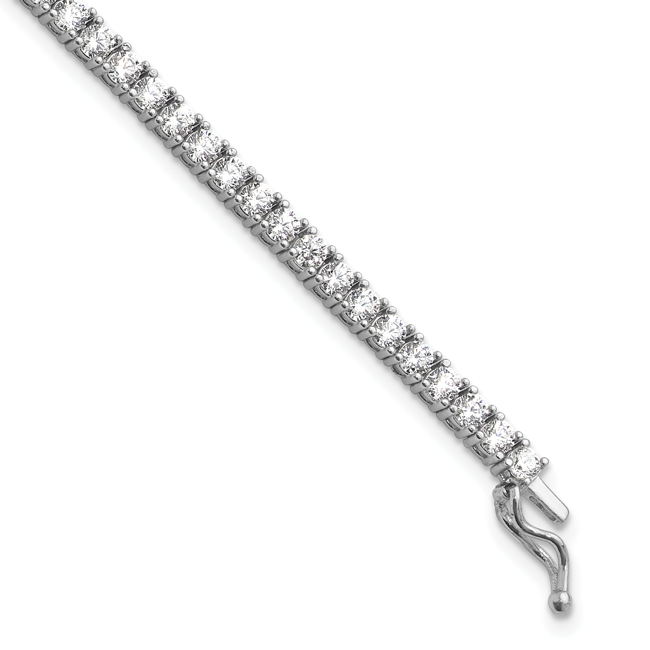 Sterling Shimmer Sterling Silver Rhodium-Rhodium-Plated 2.5mm CZ 78 Stone 8 inch Bracelet