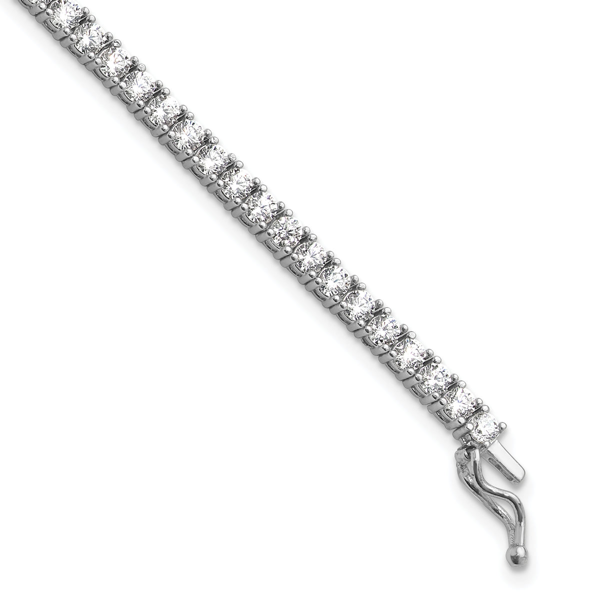 Sterling Shimmer Sterling Silver Rhodium-Rhodium-Plated 2.5mm CZ 78 Stone 8 inch Bracelet