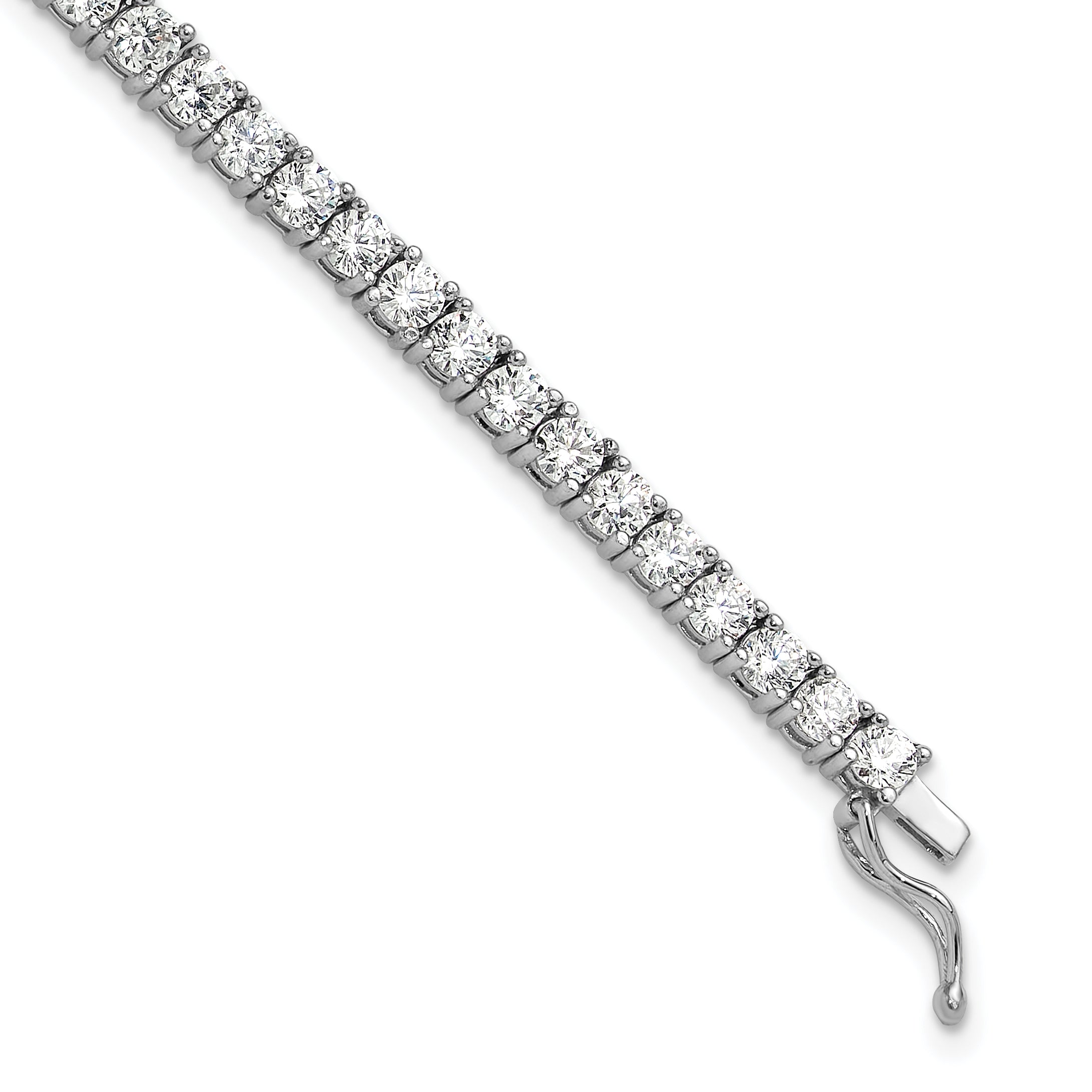 Sterling Shimmer Sterling Silver Rhodium-plated 3mm CZ 55 Stone 7 inch Bracelet Main image