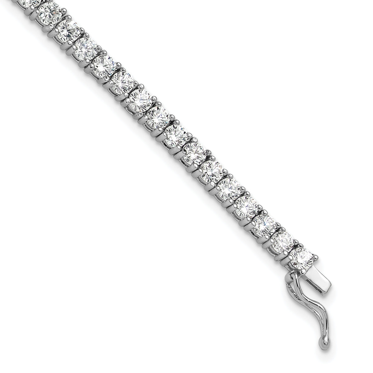 Sterling Shimmer Sterling Silver Rhodium-plated 3mm CZ 55 Stone 7 inch Bracelet