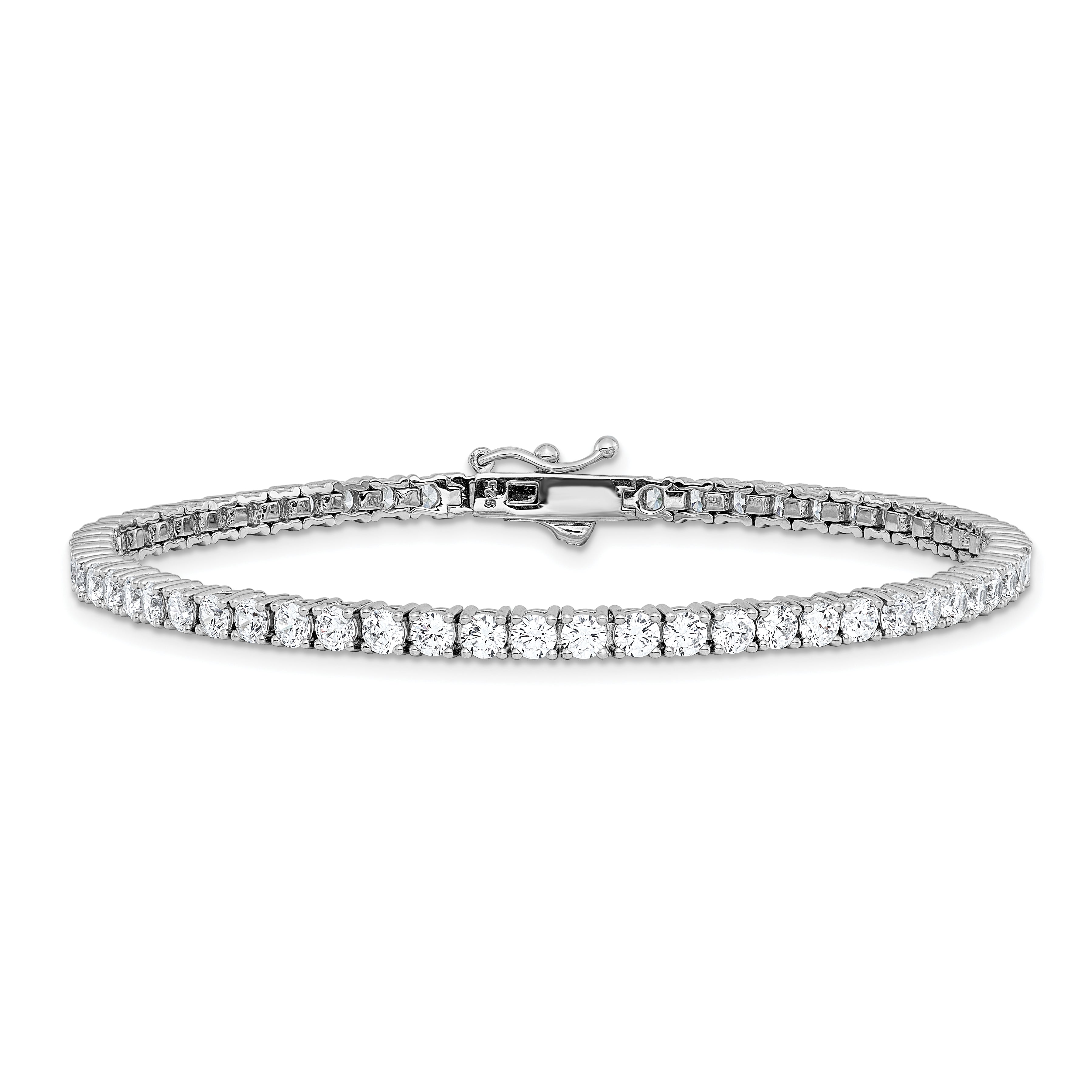 Sterling Shimmer Sterling Silver Rhodium-plated 3mm CZ 62 Stone 8 inch Bracelet