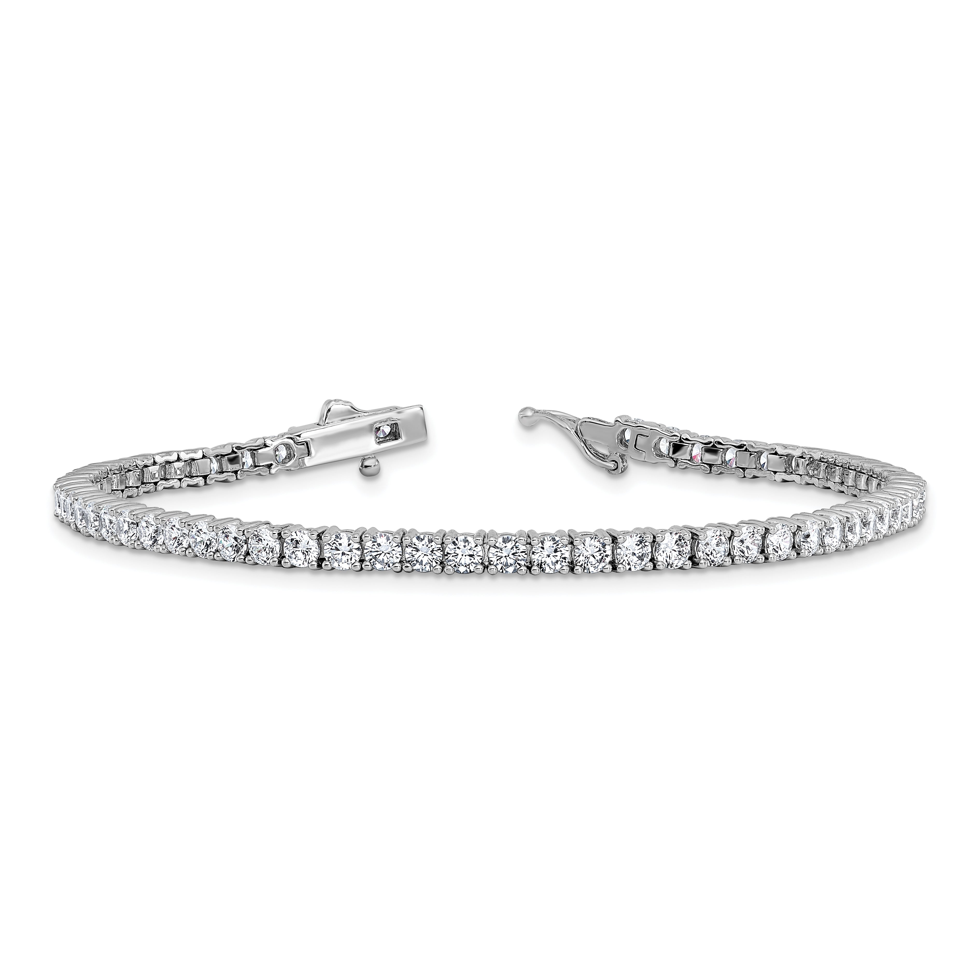 Sterling Shimmer Sterling Silver Rhodium-plated 3mm CZ 62 Stone 8 inch Bracelet