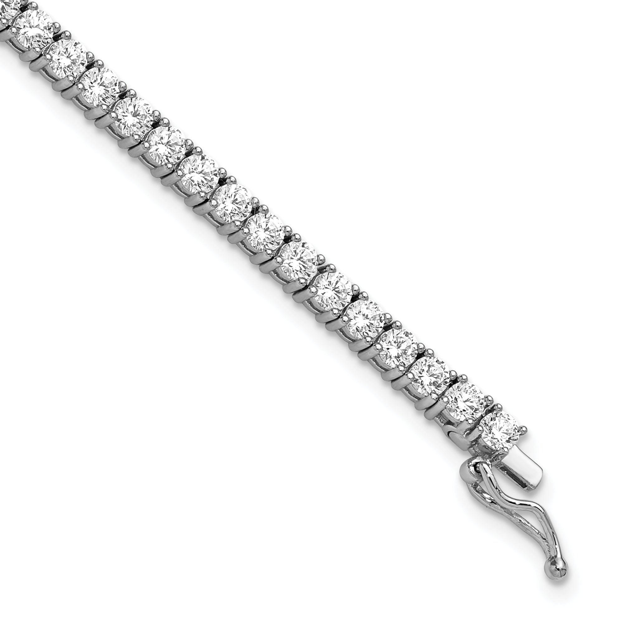 Sterling Shimmer Sterling Silver Rhodium-plated 3mm CZ 55 Stone 7 inch Bracelet Secondary image