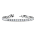 Sterling Silver Rhodium Plated CZ 47 Stone 8in Bracelet