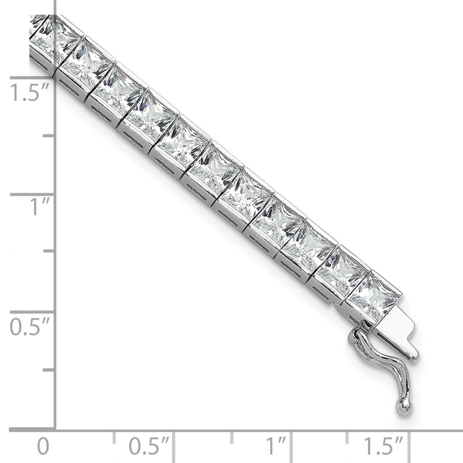 Sterling Silver Rhodium Plated CZ 47 Stone 8in Bracelet