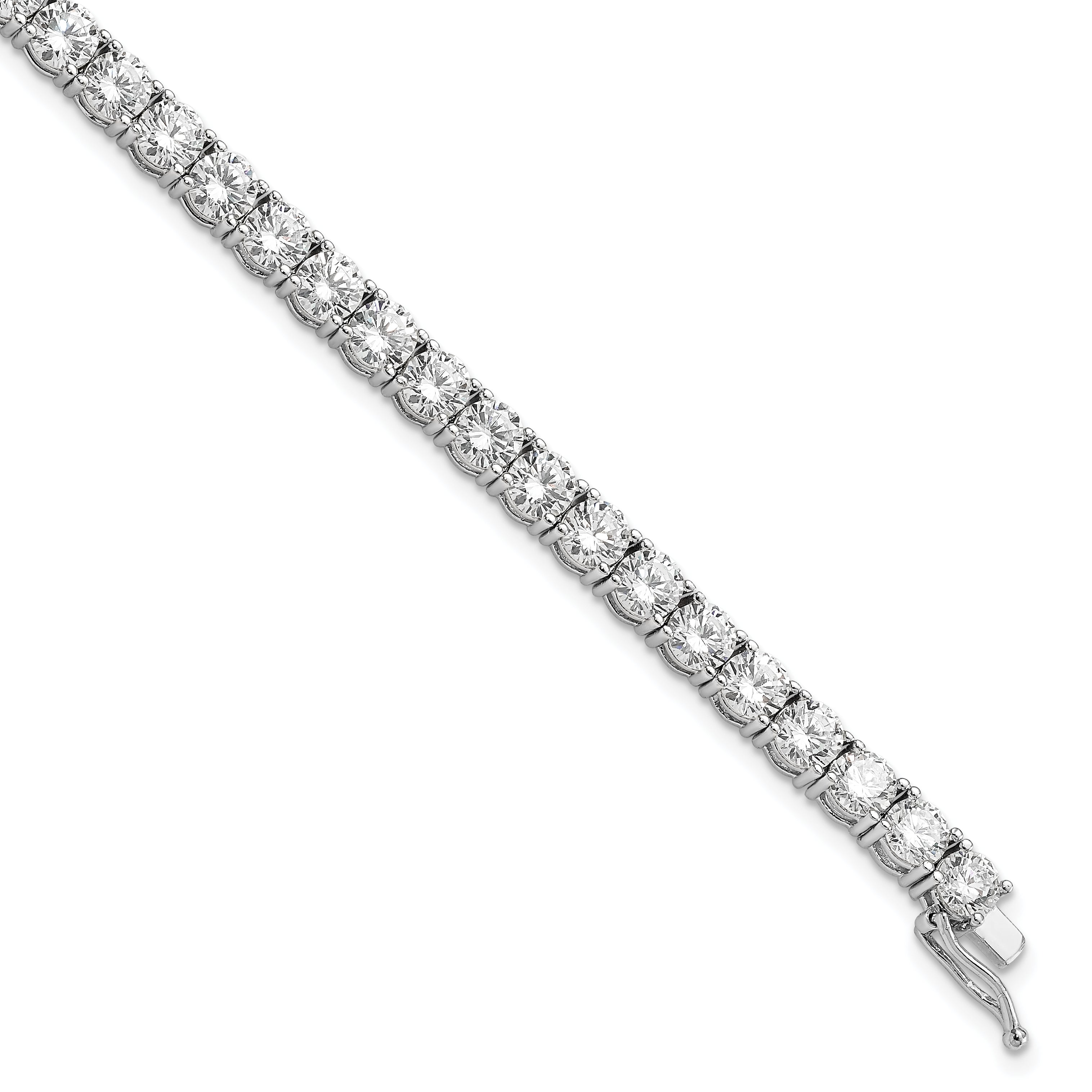 Sterling Shimmer Sterling Silver Rhodium-plated 4.5mm CZ 37 Stone 7 inch Bracelet Main image