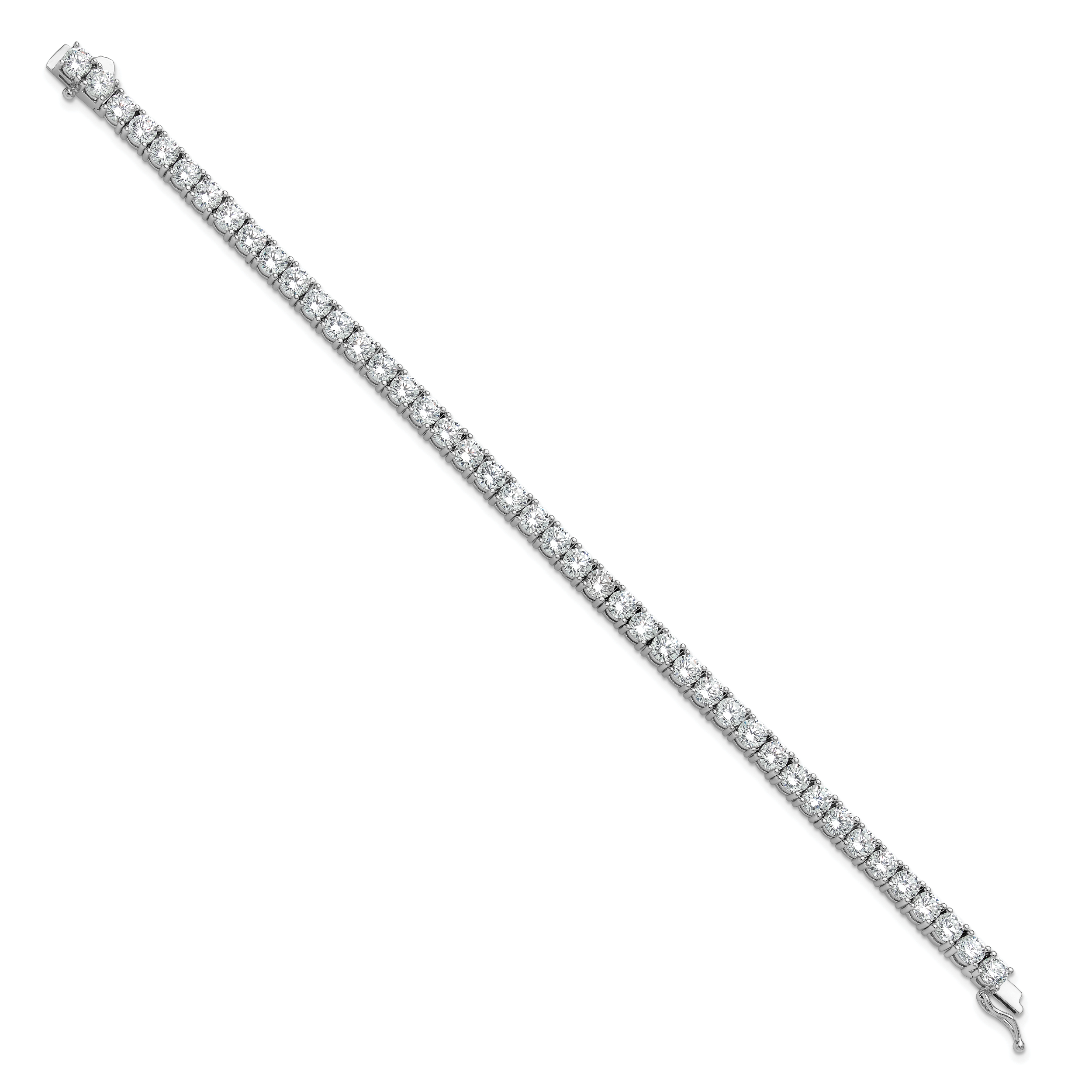 Sterling Shimmer Sterling Silver Rhodium-plated 4.5mm CZ 43 Stone 8 inch Bracelet