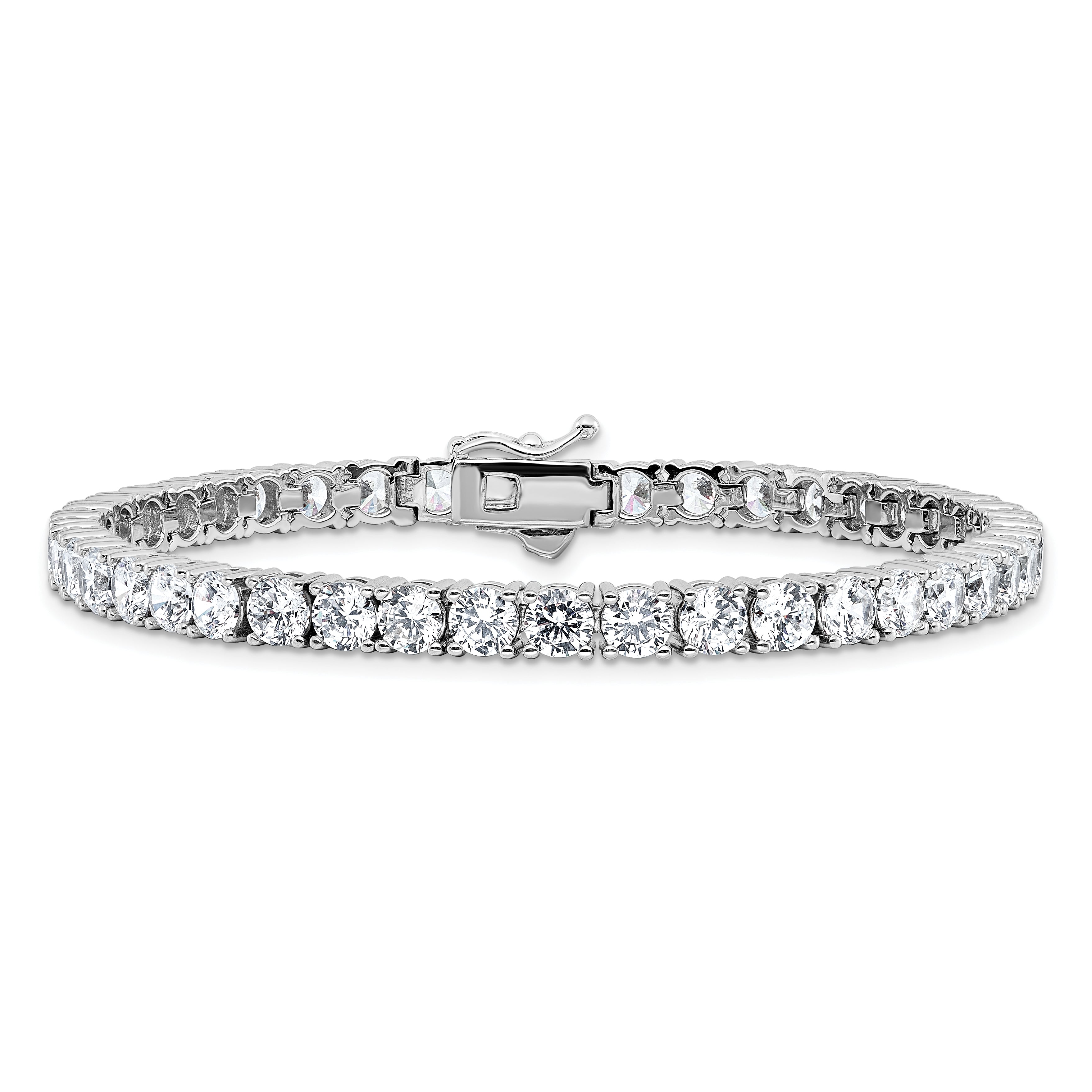 Sterling Shimmer Sterling Silver Rhodium-plated 4.5mm CZ 43 Stone 8 inch Bracelet