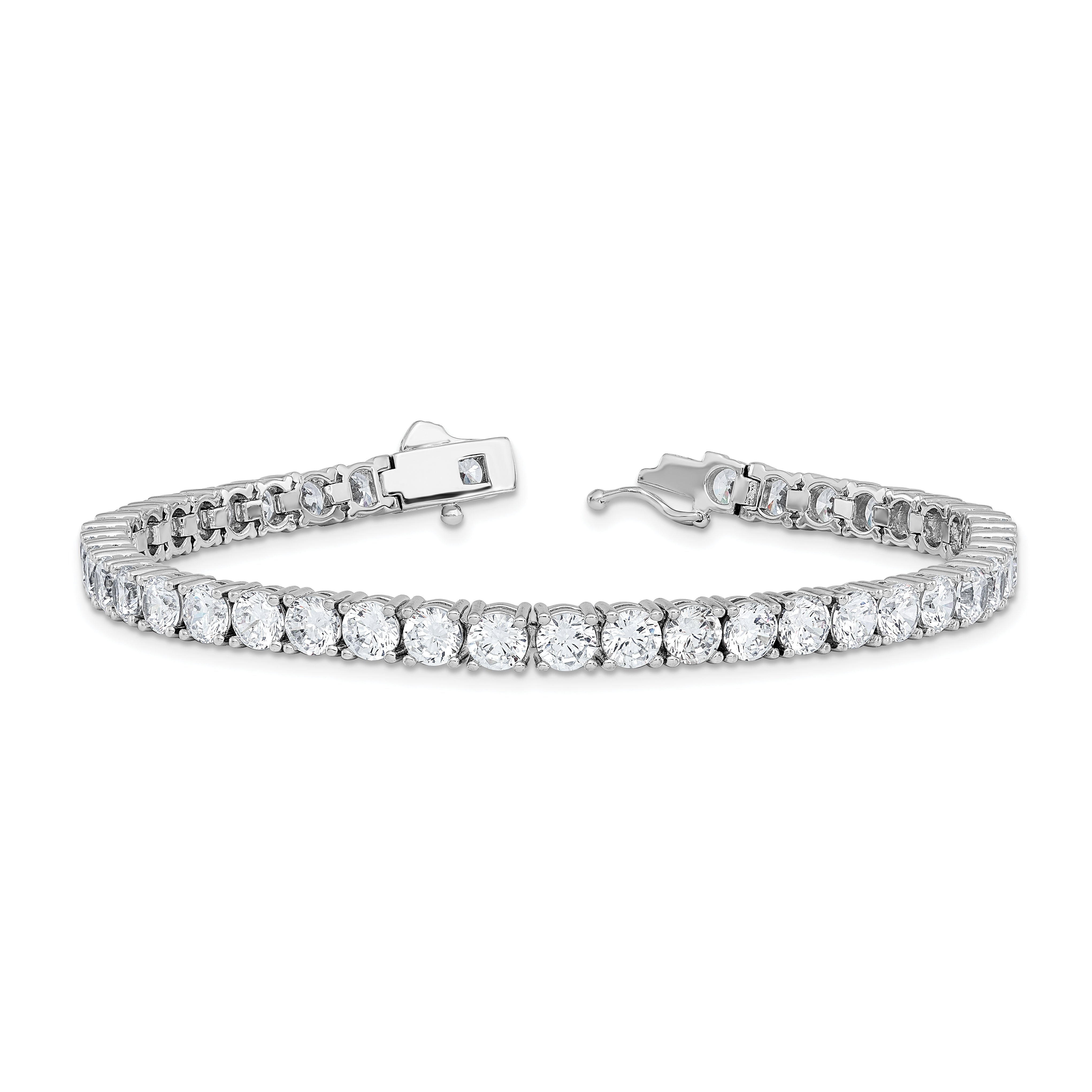 Sterling Shimmer Sterling Silver Rhodium-plated 4.5mm CZ 43 Stone 8 inch Bracelet