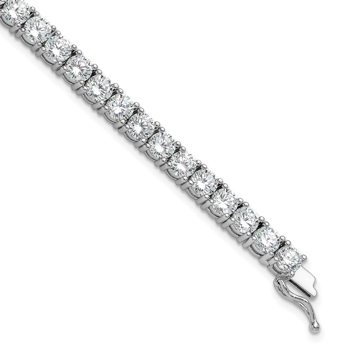 Sterling Shimmer Sterling Silver Rhodium-plated 4.5mm CZ 43 Stone 8 inch Bracelet