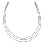 Sterling Shimmer Sterling Silver Rhodium-plated 16 inch 732 Stone CZ 3 Strand Layer Necklace